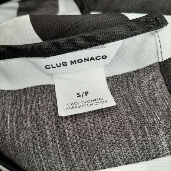 CLUB MONACO Sleeveless Shell Top Strippe Pattern B&W Crewneck Sz S Flawed - Picture 13 of 16